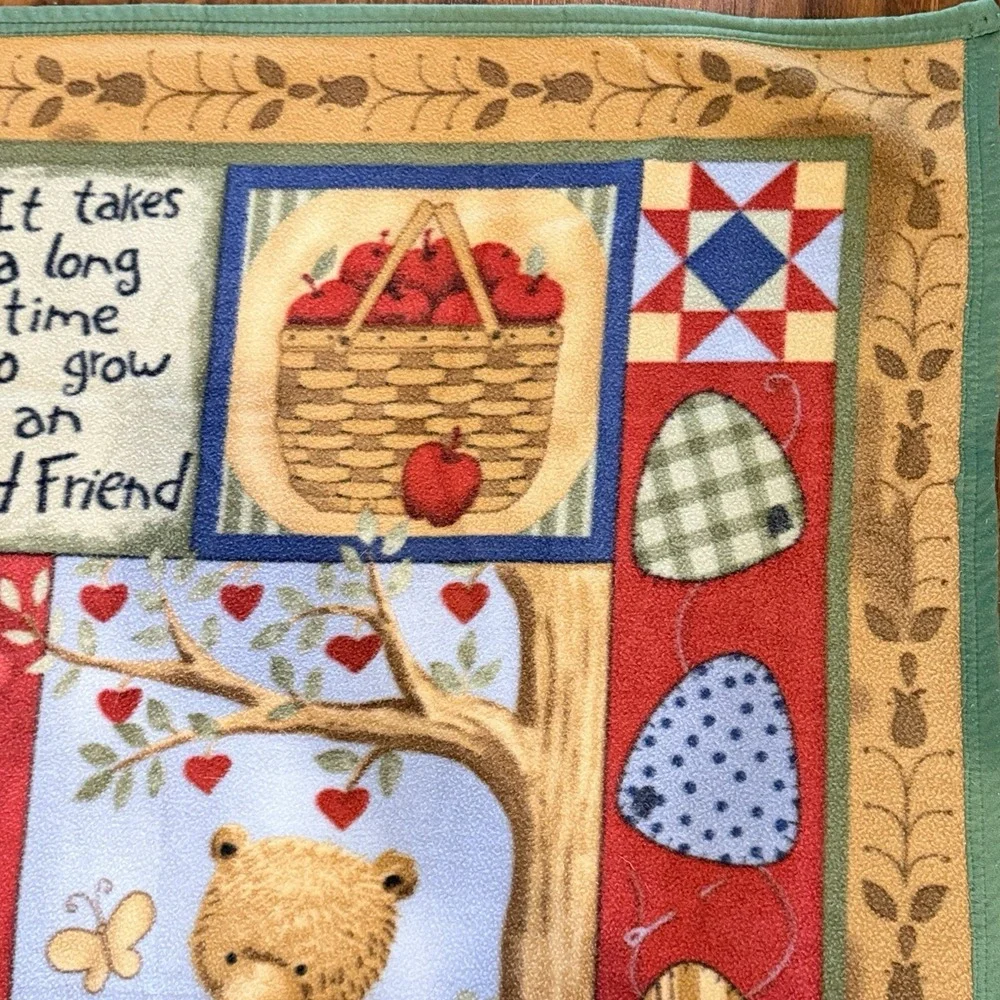 Vintage Teresa Kogut Old Friend Teddy Bear Throw Blanket‎ Cottagecore 47x61